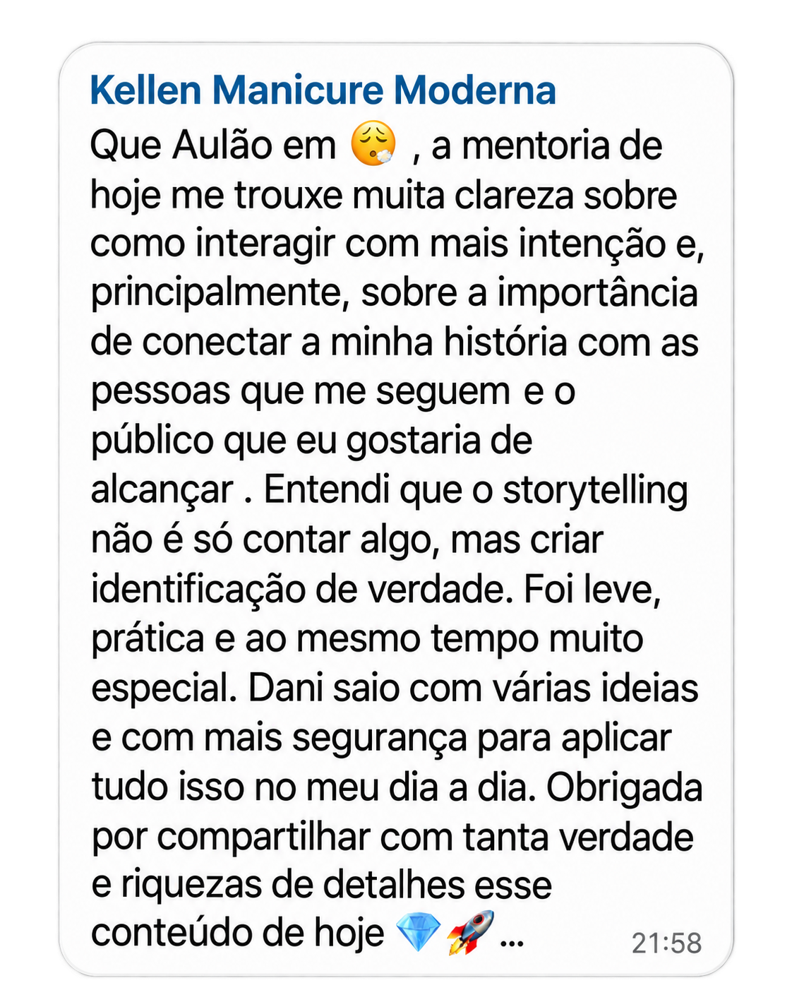 Print de depoimento de aluno 2.